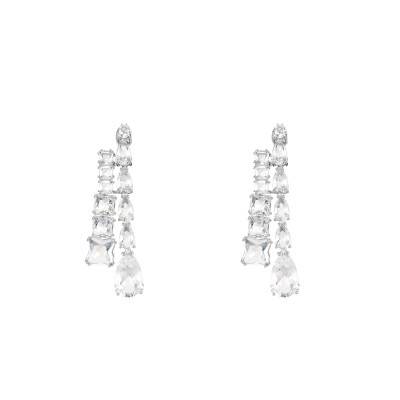Boucles d'oreilles Matrix Métal Rhodié & Cristaux Blancs - 5692515 - Swarovski