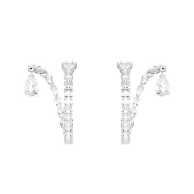 Boucles d'oreilles Matrix Métal Rhodié & Cristaux Blancs - 5692524 - Swarovski