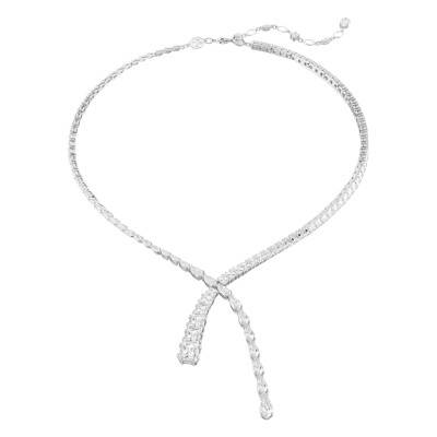 Matrix Y-Necklace in Rhodium-Plated Metal & White Crystals, Length 38 cm to 45 cm - 5692533 - Swarovski
