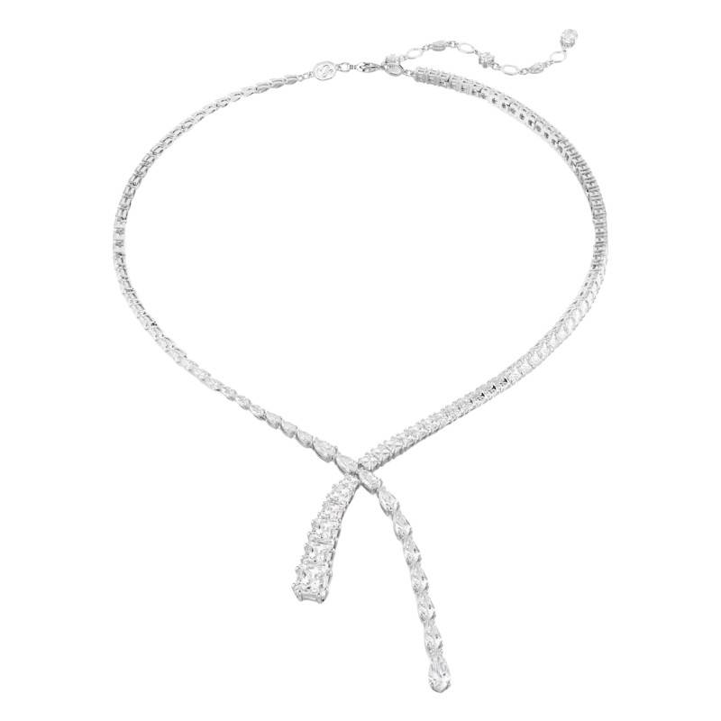 Matrix Y-Necklace in Rhodium-Plated Metal & White Crystals, Length 38 cm to 45 cm - 5692533 - Swarovski