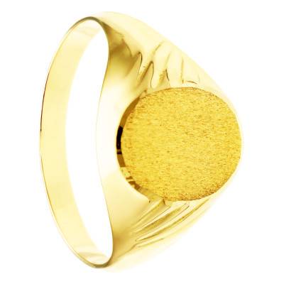 750/1000 Yellow Gold Oval Signet Ring, 10 x 12 mm - Imperium