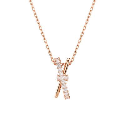 Hyperbola Necklace in Rose Gold-Plated Metal & White Crystals, Length 38 cm to 45 cm - 5689788 - Swarovski
