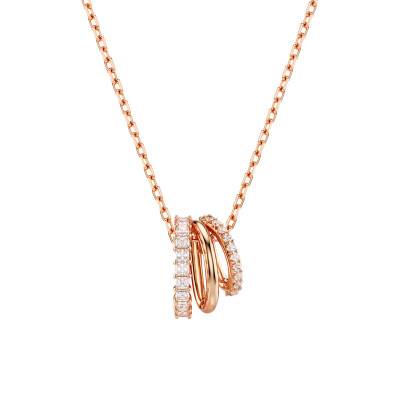 Rose Gold-Tone Metal & White Crystal Hyperbola Necklace, Length 38 cm to 45 cm - 5701494 - Swarovski