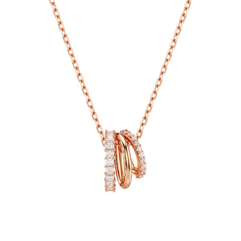 Rose Gold-Tone Metal & White Crystal Hyperbola Necklace, Length 38 cm to 45 cm - 5701494 - Swarovski