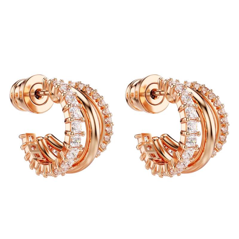 Hyperbola Hoop Earrings in Rose Gold-Plated Metal & White Crystals - 5698702 - Swarovski