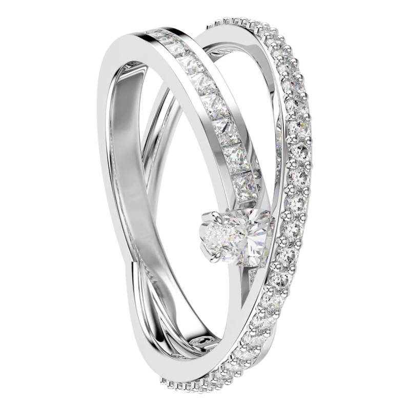 Hyperbola Rhodium-Plated Metal & White Crystals Ring - 5691228 - Swarovski