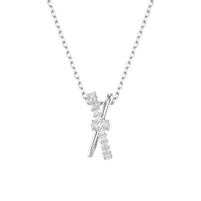Collier Hyperbola Métal Rhodié & Cristaux Blancs, Longueur 38 à 45 cm - 5689723 - Swarovski
