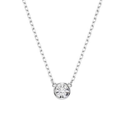 Rhodium-Plated Metal & White Crystal Imber Necklace, Length 38 cm to 45 cm - Swarovski