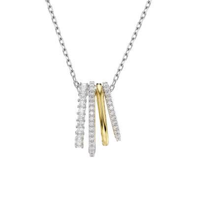 Hyperbola Two-Tone Metal & White Crystals Necklace, Length 38 cm to 45 cm - 5696626 - Swarovski