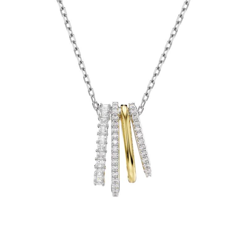 Hyperbola Two-Tone Metal & White Crystals Necklace, Length 38 cm to 45 cm - 5696626 - Swarovski