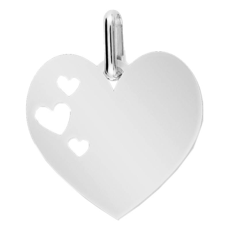 750/1000 White Gold Openwork Heart Pendant - Lucas Lucor