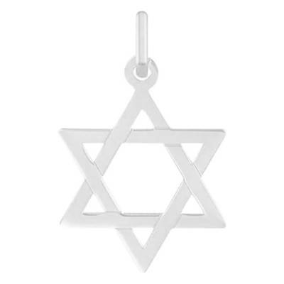 White 375/1000 or 750/1000 Gold Star of David Pendant, 25 x 23 mm - Lucas Lucor