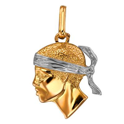 Two-Tone 750/1000 Gold Moor's Head Pendant, 15 x 20 mm - Lucas Lucor