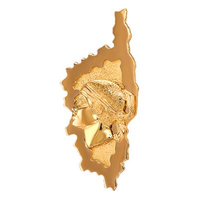 Pendentif Corse & tête de Maure Or Jaune 750, 37x16 mm - Lucas Lucor