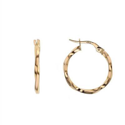 Yellow Gold 375 Twisted Hoop Earrings, 20 mm Diameter - Lucas Lucor