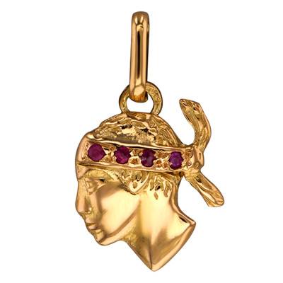 750/1000 Yellow Gold & Ruby Moor's Head Pendant - Lucas Lucor