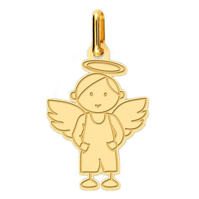 750/1000 Yellow Gold Angel Boy Pendant - Lucas Lucor