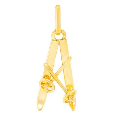 750/1000 Yellow Gold Ski Pendant - Lucas Lucor