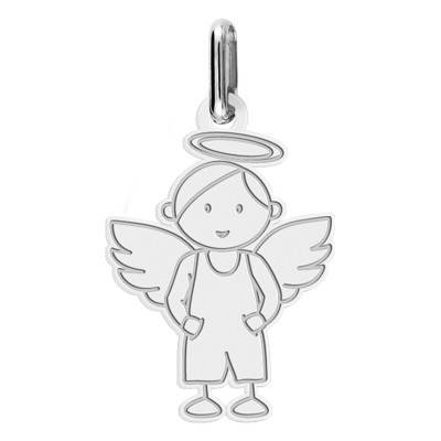 750/1000 White Gold Angel Boy Pendant - Lucas Lucor