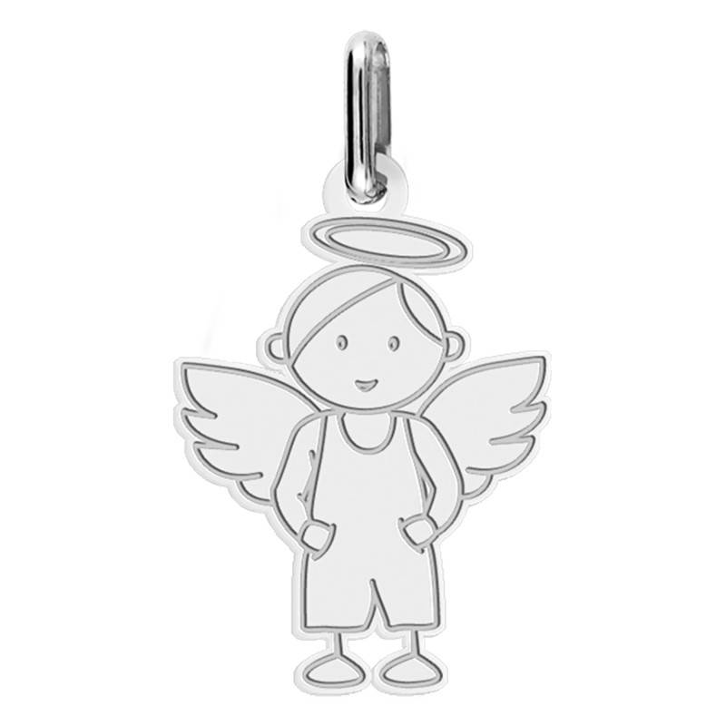 750/1000 White Gold Angel Boy Pendant - Lucas Lucor