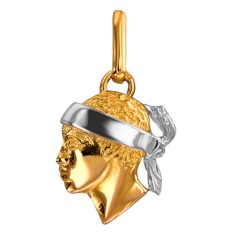 Two-Tone 750/1000 Gold Moor's Head Pendant, 12 x 14 mm - Lucas Lucor