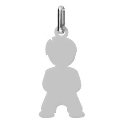 750/1000 White Gold Boy Silhouette Pendant - Lucas Lucor