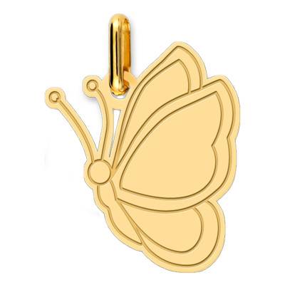 750/1000 Yellow Gold Butterfly Profile Pendant - Lucas Lucor