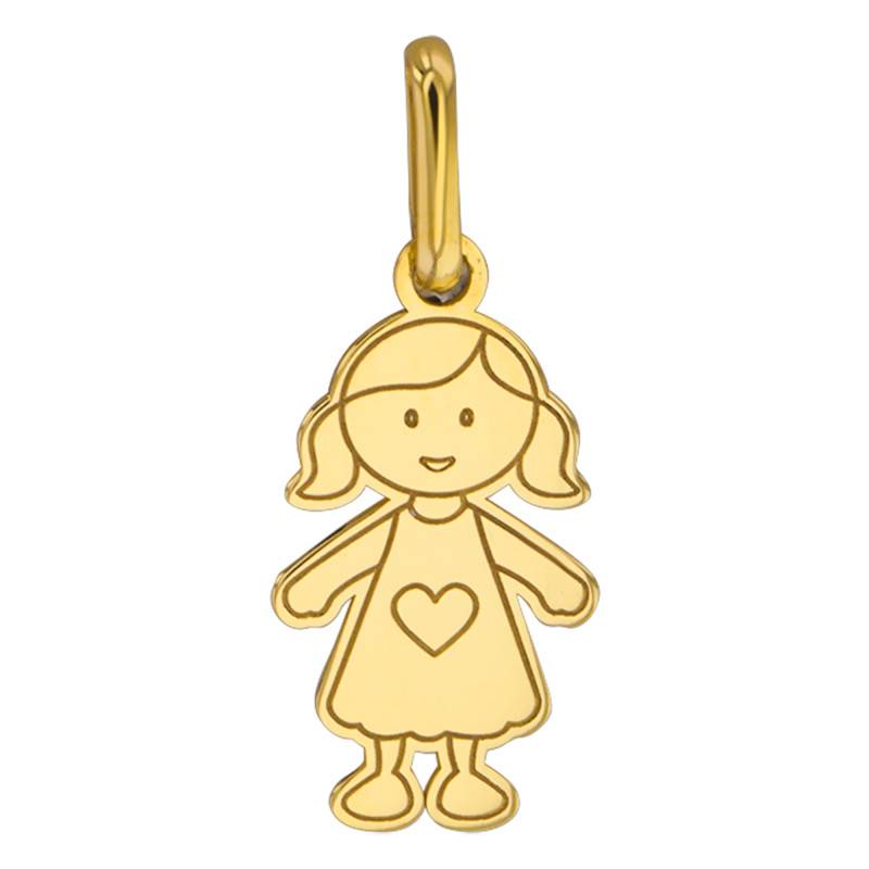 750/1000 Yellow Gold Little Girl Heart Pendant - Lucas Lucor - Lucas Lucor