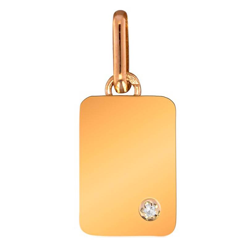 375/1000 Yellow Gold & Diamond 0.01 ct Plate Pendant - Lucas Lucor