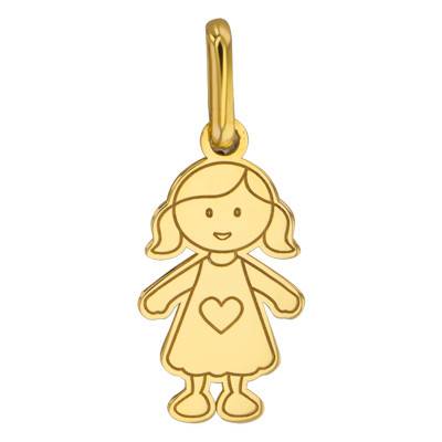 Yellow Gold 375 Little Girl Large Pendant - Lucas Lucor