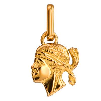 750/1000 Yellow Gold Moor's Head Pendant, Height 10 mm - Lucas Lucor