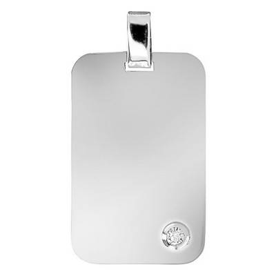 Pendentif Plaque Or Blanc 375 ou 750 & Diamant 0,05 ct - Lucas Lucor