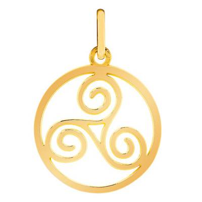 Yellow Gold 375/1000 or 750/1000 Encircled Openwork Triskel Pendant - Lucas Lucor