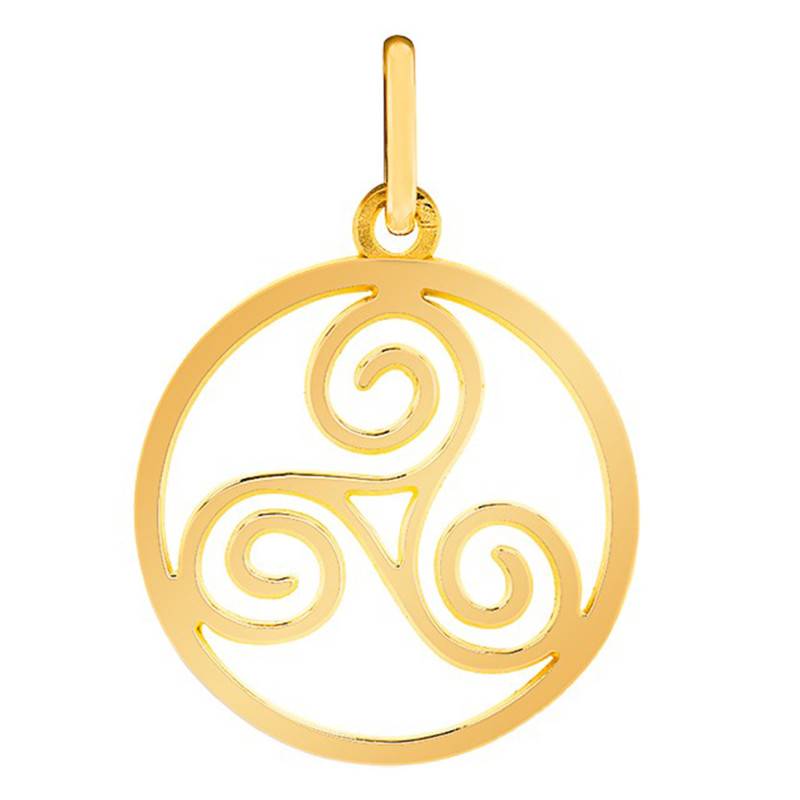 Yellow Gold 375/1000 or 750/1000 Encircled Openwork Triskel Pendant - Lucas Lucor