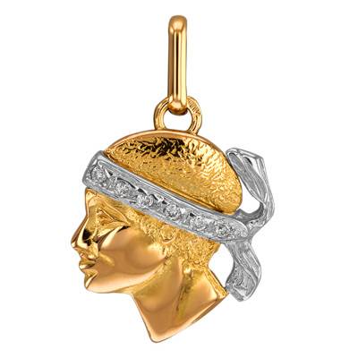 Pendentif Tête de Jeune Maure 2 Ors & Diamants - Lucas Lucor