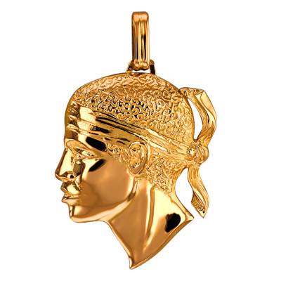 750/1000 Yellow Gold Moor's Head Pendant, 30 mm Width - Lucas Lucor