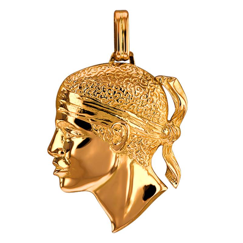 750/1000 Yellow Gold Moor's Head Pendant, 30 mm Width - Lucas Lucor
