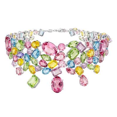 Collier Ras de Cou Gema Métal Rhodié & Cristaux Multicolores, Longueur 31 à 39 cm - 5692418 - Swarovski