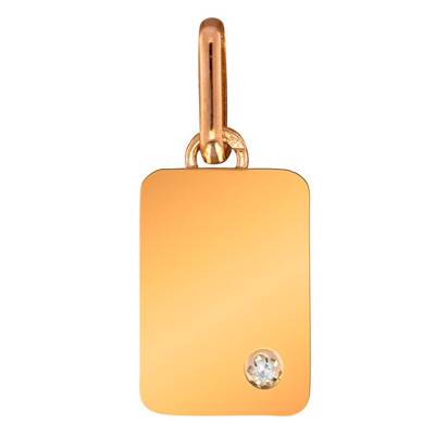 Pendentif Plaque Or Jaune 750 & Diamant 0,01 ct - Lucas Lucor