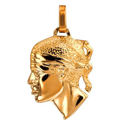 750/1000 Yellow Gold Moor's Head Pendant, 24 mm Width - Lucas Lucor