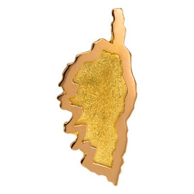 750 Yellow Gold Satin Corsica Pendant, 22 x 10 mm - Lucas Lucor