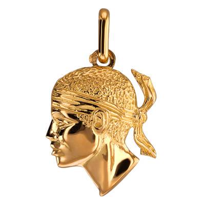 750/1000 Yellow Gold Moor's Head Pendant, 15 mm Width - Lucas Lucor