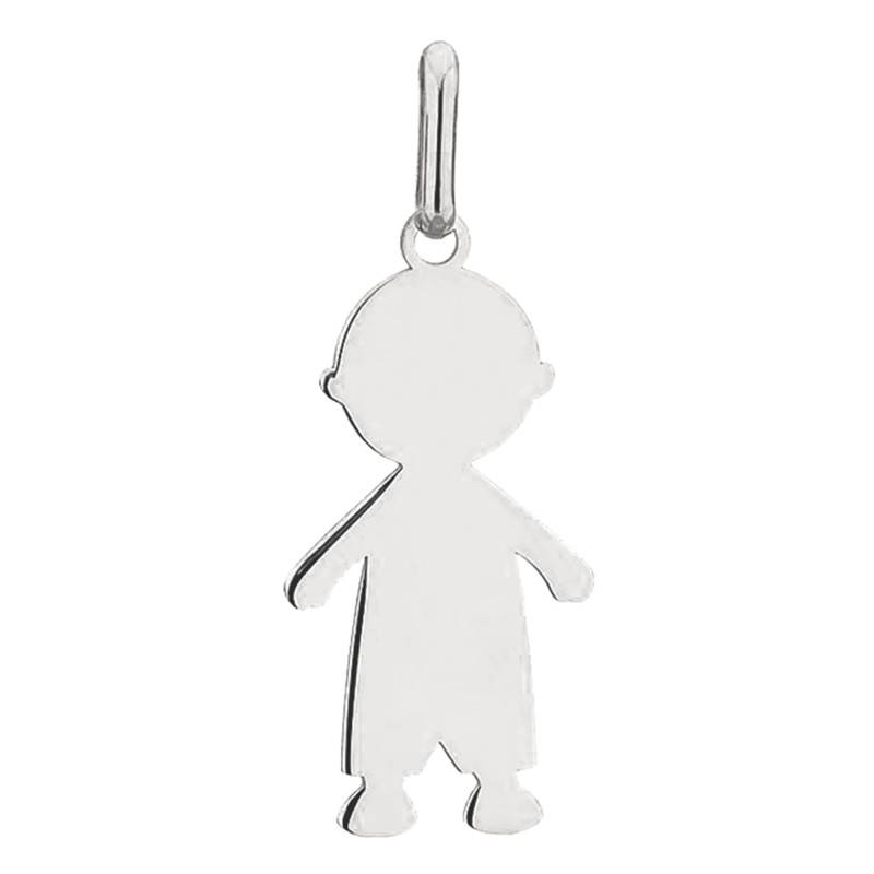 750/1000 White Gold Little Boy Silhouette Pendant - Lucas Lucor