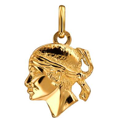 750/1000 Yellow Gold Moor's Head Pendant, 15 mm Height - Lucas Lucor