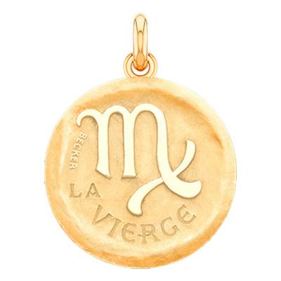 750/1000 Yellow Gold Virgo Zodiac Medal, Diameter 15 mm to 22 mm - Becker