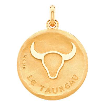 Médaille Zodiaque Signe du Taureau Or Jaune 750, Diamètre 15 mm à 22 mm - Becker