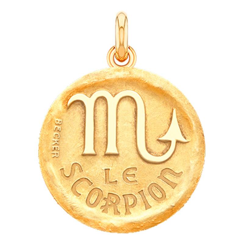 750/1000 Yellow Gold Scorpio Zodiac Sign Medal, Diameter 15 mm to 22 mm - Becker