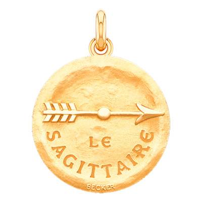 Médaille Zodiaque Signe du Sagittaire Or Jaune 750, Diamètre 15 mm à 22 mm - Becker