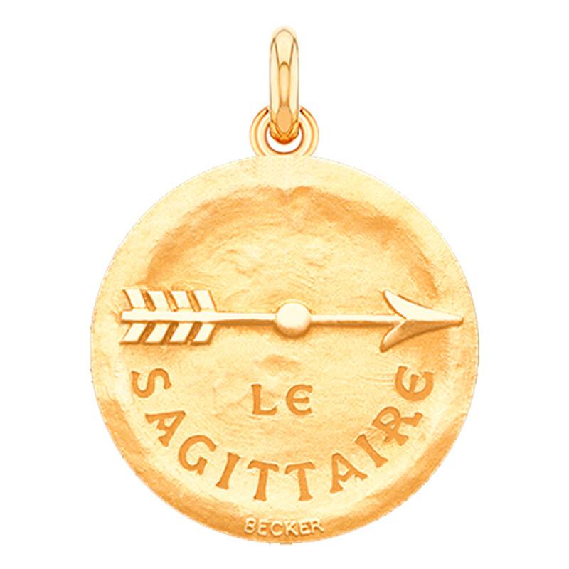 750/1000 Yellow Gold Sagittarius Zodiac Sign Medal, Diameter 15 mm to 22 mm - Becker