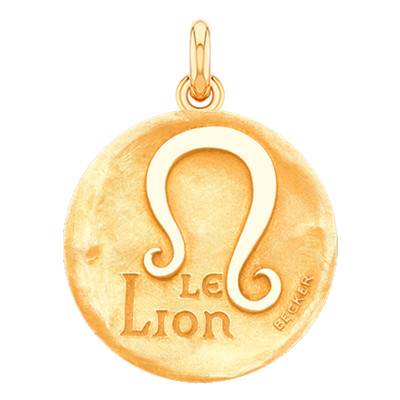 Médaille Zodiaque Signe du Lion Or Jaune 750, Diamètre 15 mm à 22 mm - Becker